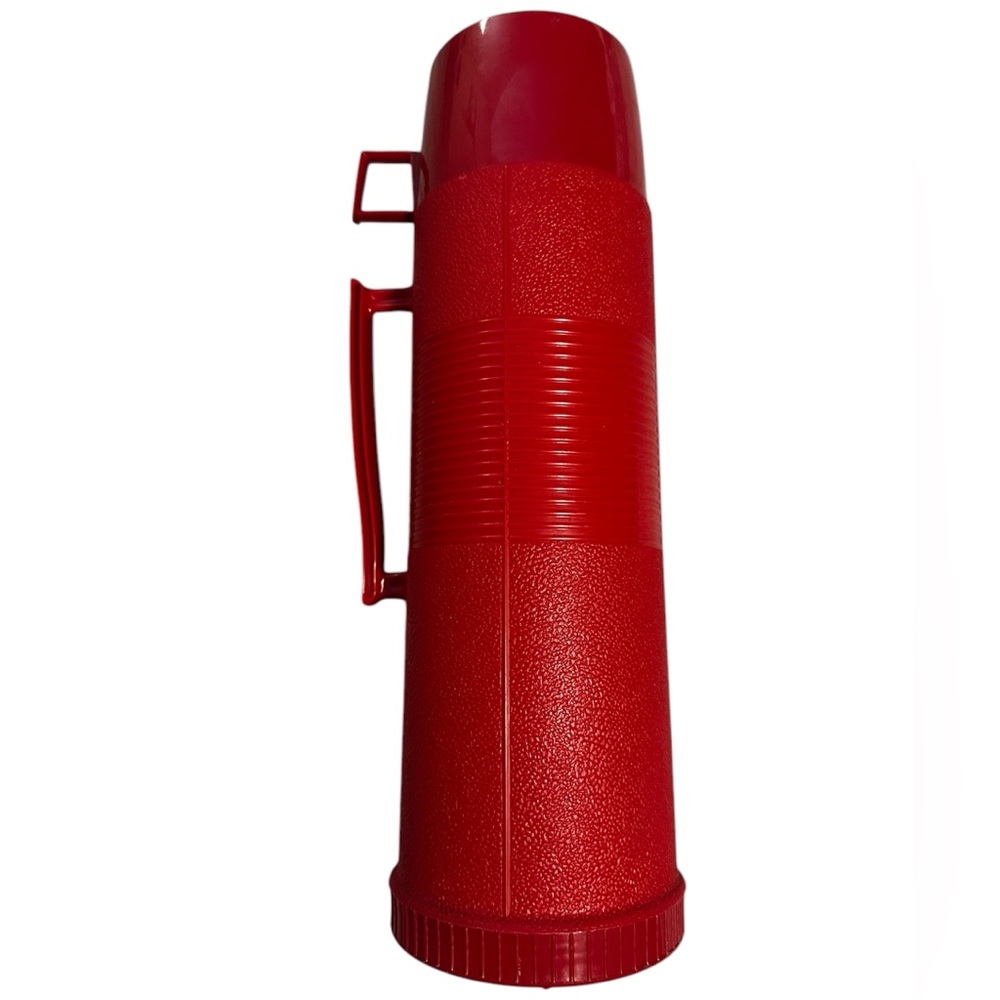 Vintage King Seeley Thermos Red Vacuum‎ Sealed Insulated Bottle. Glass intact.